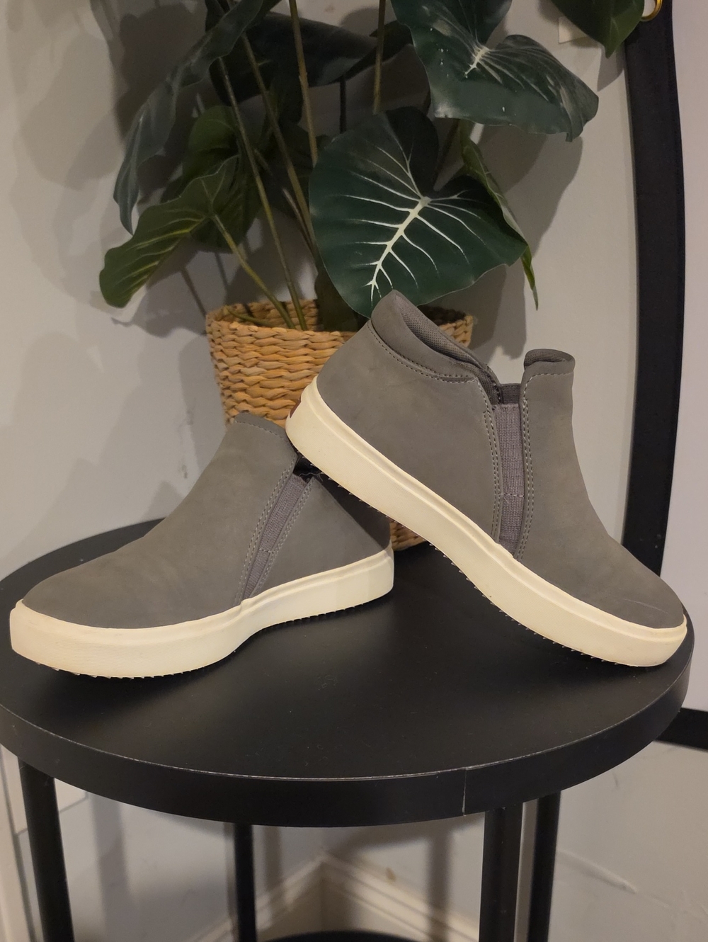 Women's Grey Slip-On High-Top Sneakers - Casual Comfort
